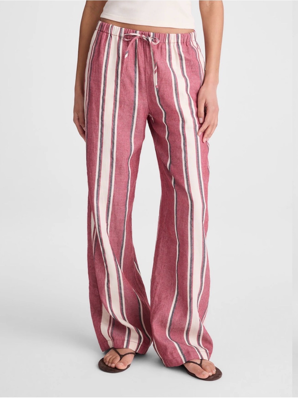 NWT Madewell Wide-Leg Drawstring Pull-On Pants Striped Sz S $98